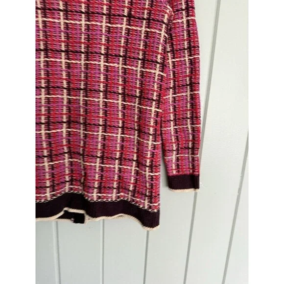 Ann Taylor Tweed Cardigan Sweater Jacket S Small Pink Ivory Gold Buttons Pockets - Picture 8 of 8